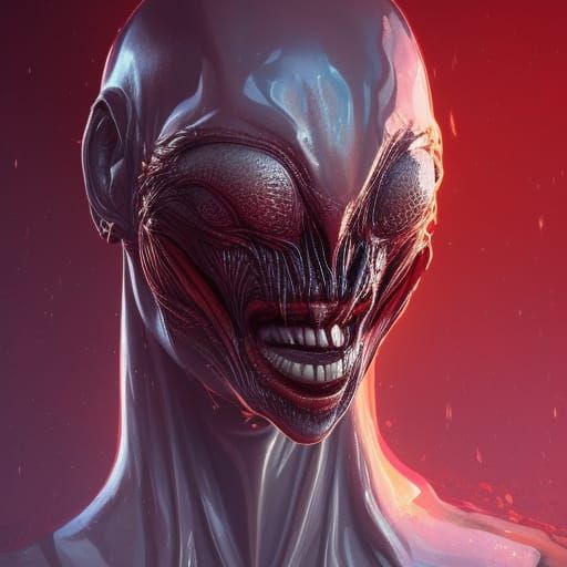Screaming Alien Mask in Hyperdetailed Portrait