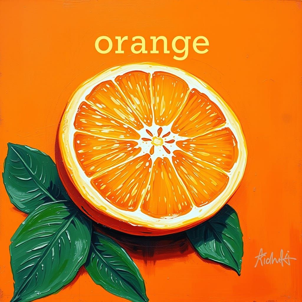 Pallet Knife Oil Painting of an Orange on Orange