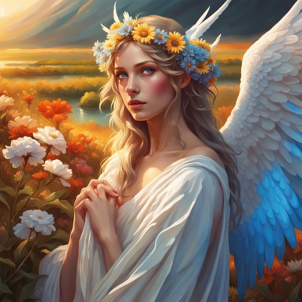 Majestic Angel in Gothic Dark Fantasy Style