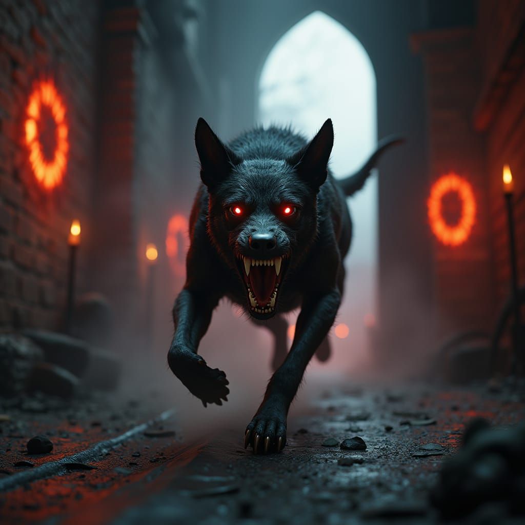 Dark Victorian London Confronts a Fiery Demon Hound