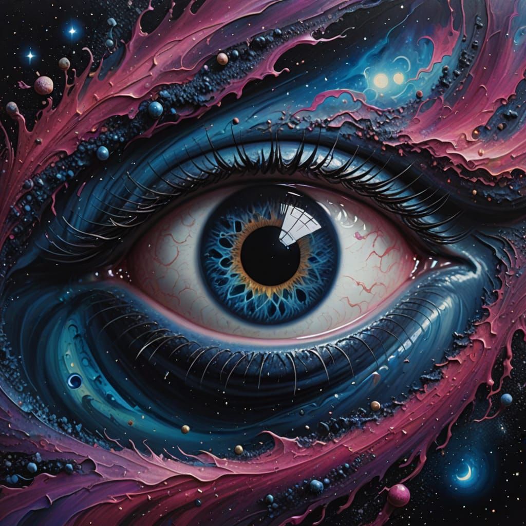 Surreal Cosmic Eye in Ethereal Oil Painting