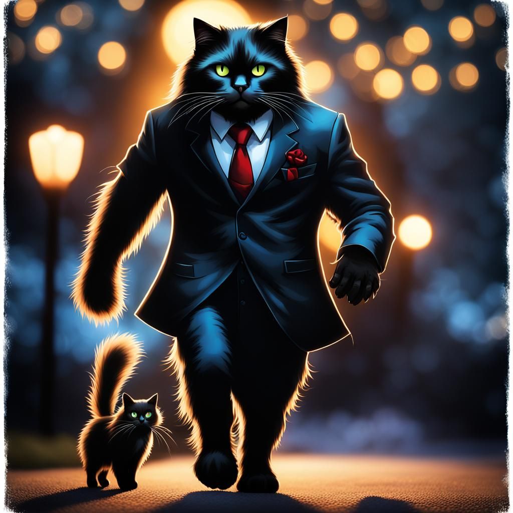 Enormous Ragdoll Cat Standing Upright: Comic Book Art