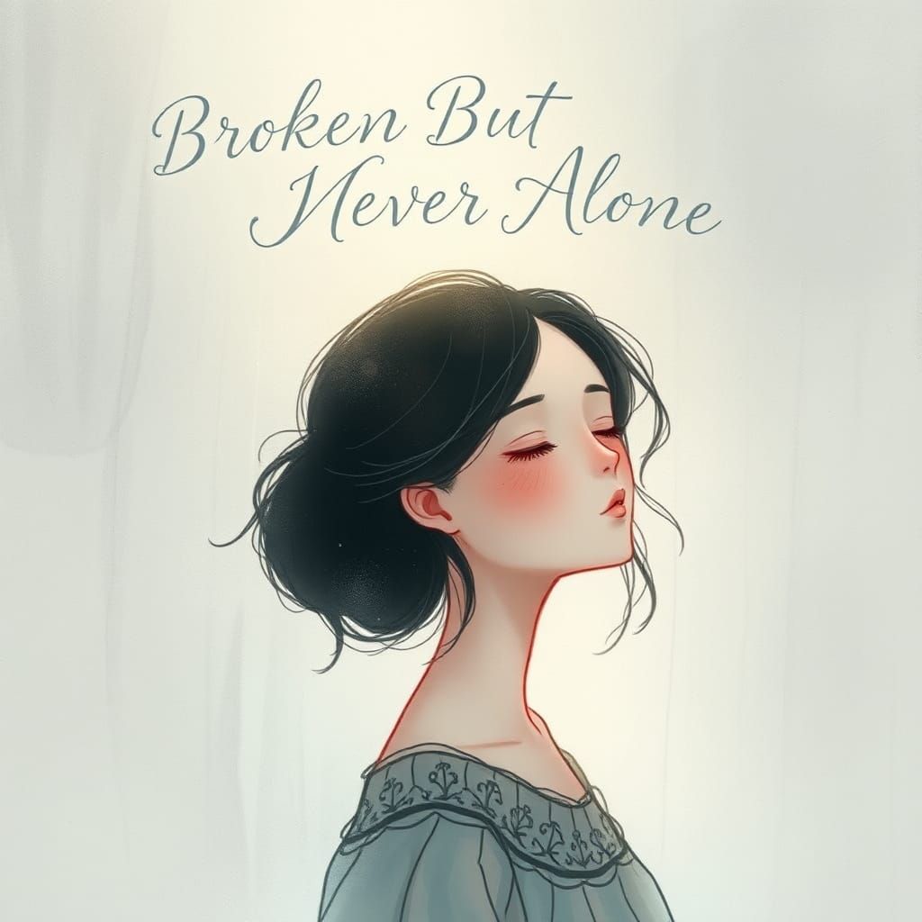 Ethereal Woman with Script in Watercolor Style