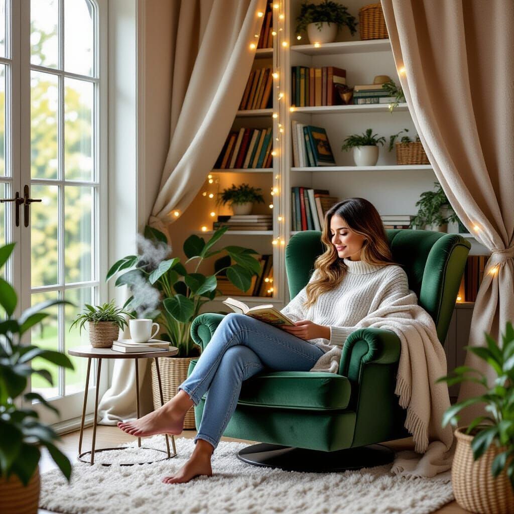 Cozy Reading Nook in Vermeer Style