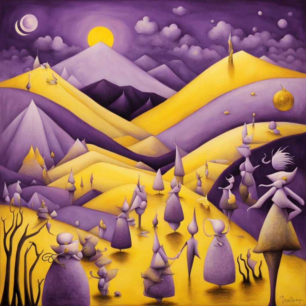 Mysterious Landscape in Vibrant Hues, Inspired by Surrealist...