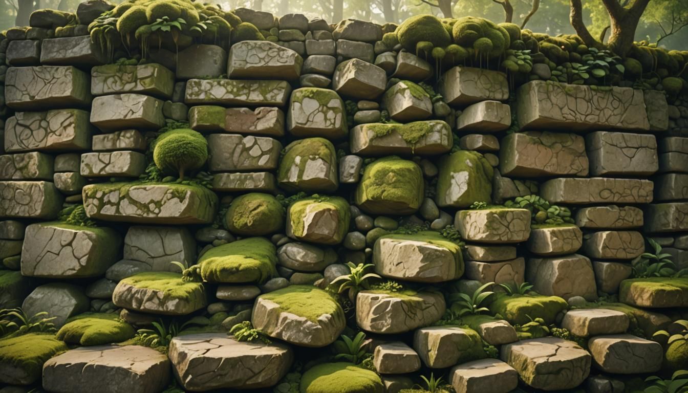 Serene Garden Protected by Ancient Stone Wall