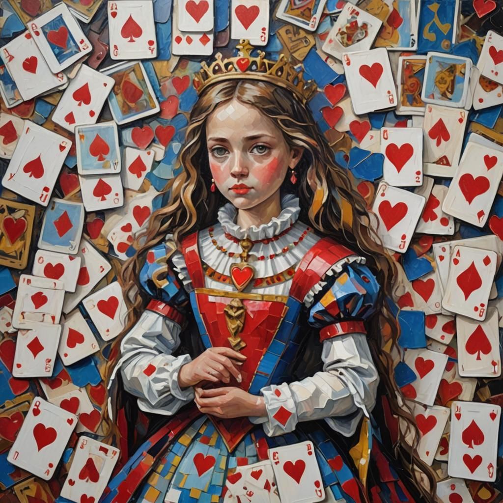 Queen of Hearts Plot in Expressionist Oil Painting