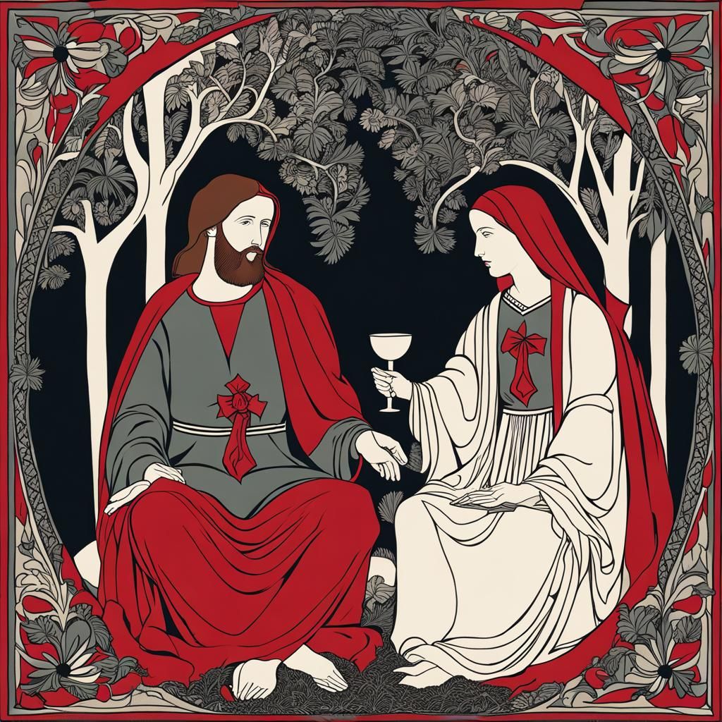 Jesus and Mary Magdalene in Art Nouveau Style