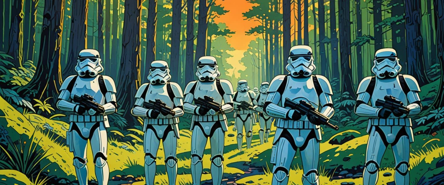 Imperial Stormtroopers in Vibrant Retro Comic Style