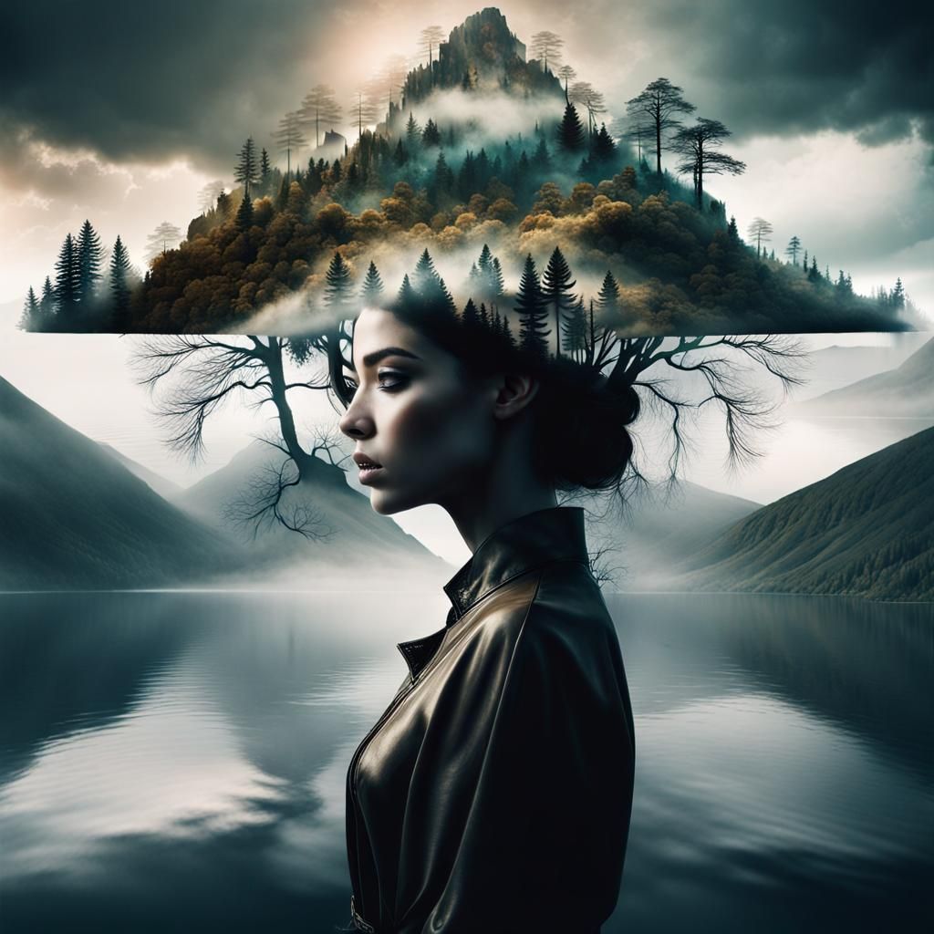 Captivating Double Exposure Art: Nature and Portrait Merge