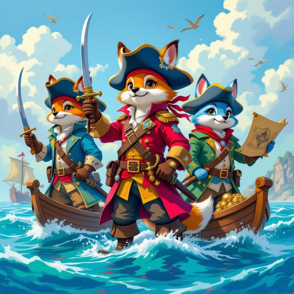 Colorful Animal Pirates on a Whimsical Adventure