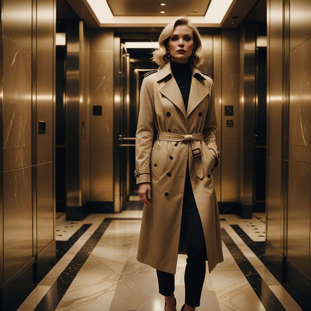 Film Noir Woman in Luxury Elevator