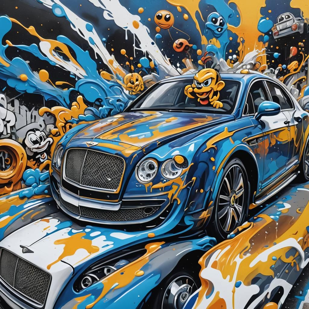 Galaxy Bentley with Loony Tunes Graffiti, Street Art