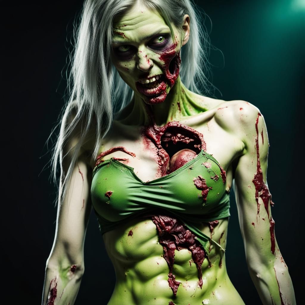 Zombie Girl Eating Herself in Gruesome Detail