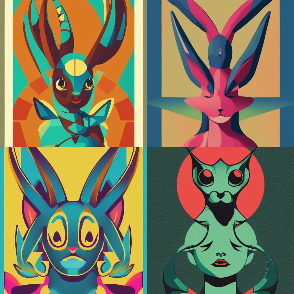 Lopunny in Geometric Pop Art Style