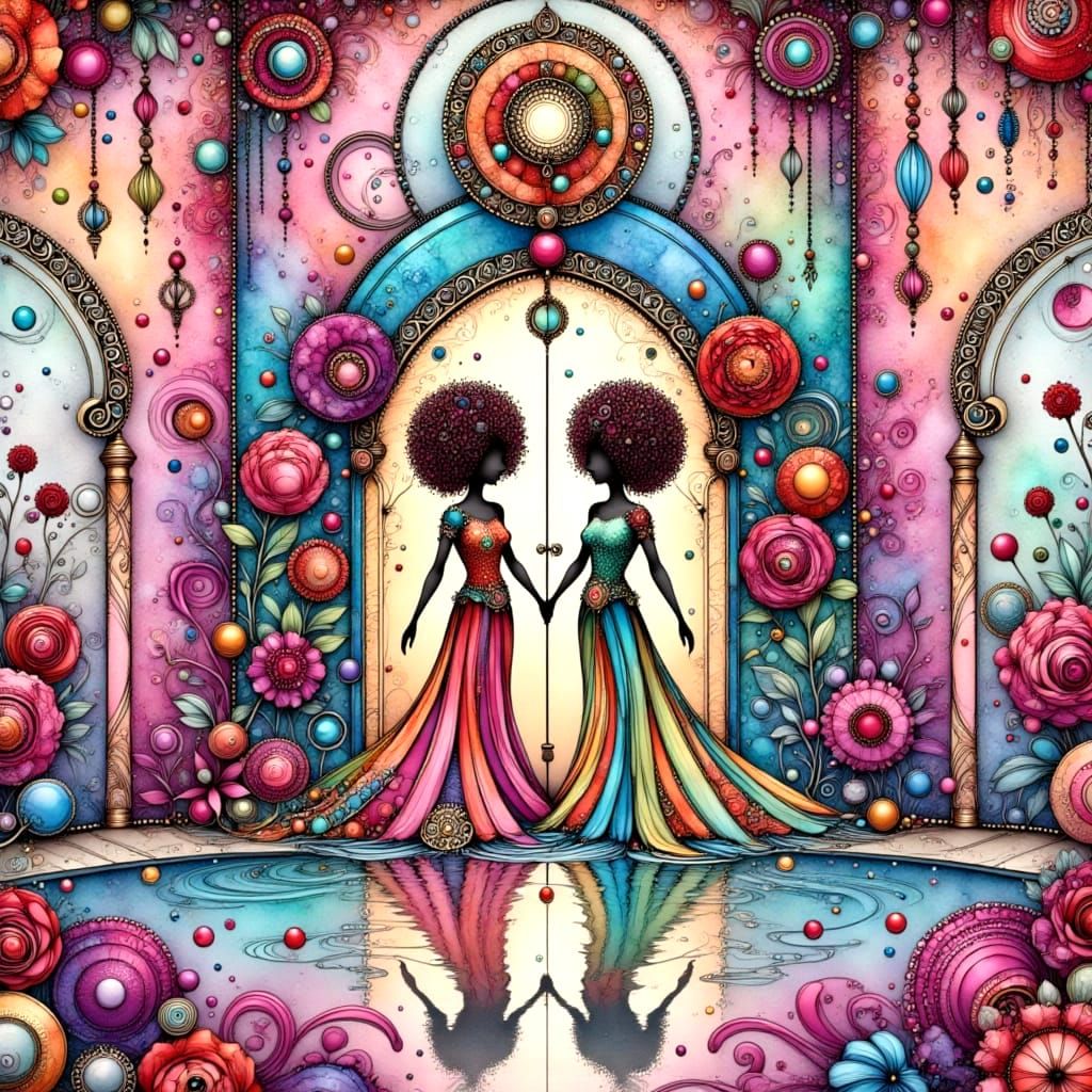 Surreal Zentangle Portrait in Earthy Hues