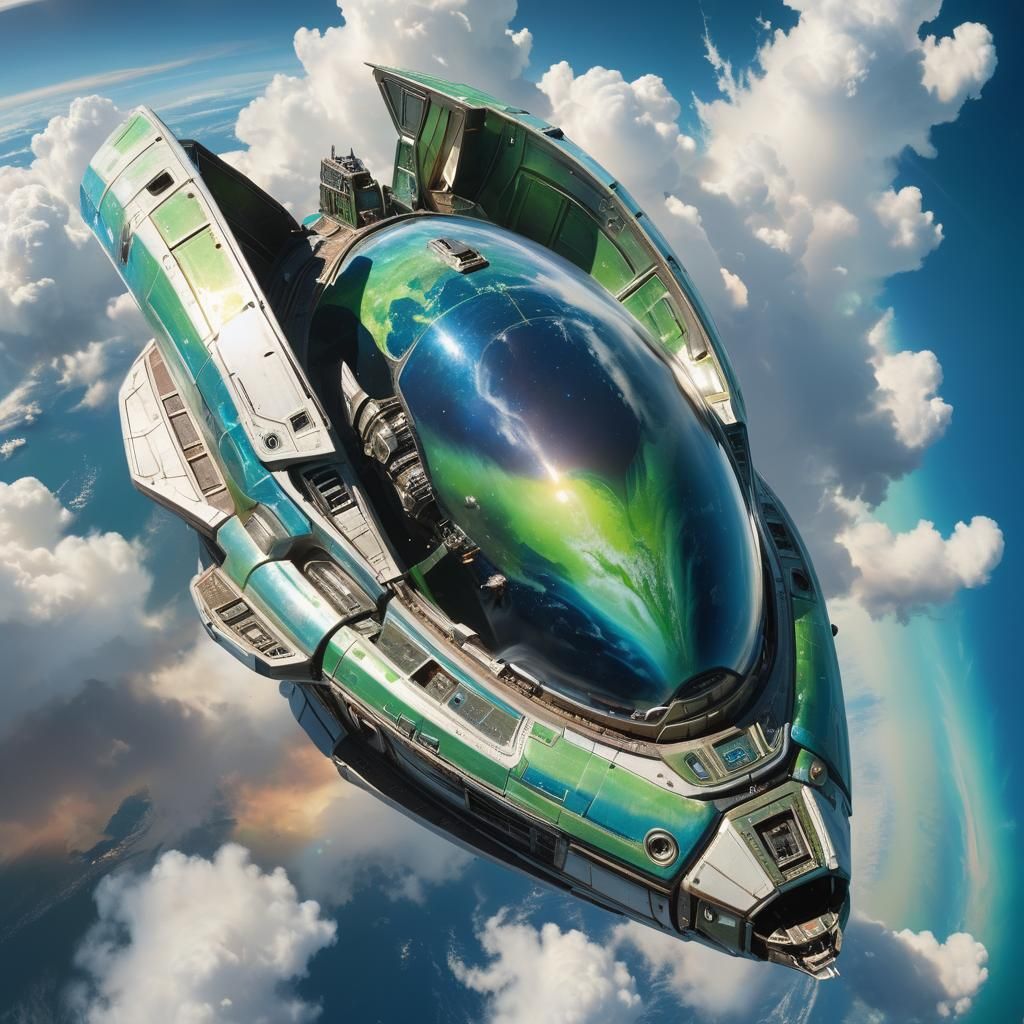 Alien Spaceship in Earth Orbit: Hyperrealistic Sci-Fi Art