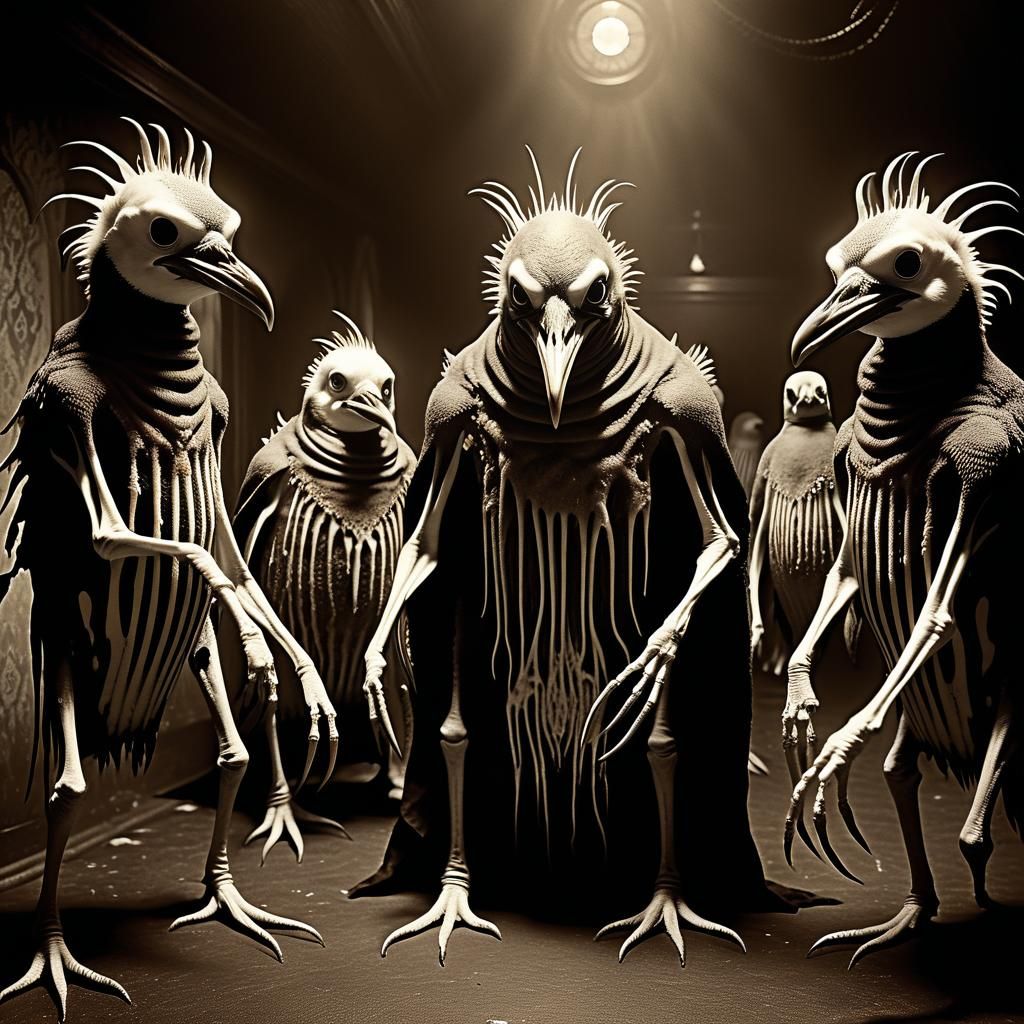 Lovecraftian Horror: Daemon and Penguin in Sepia