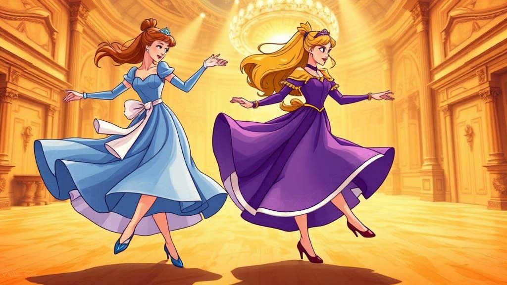 Princesses Tap Dancing in Anime Cartoon Style