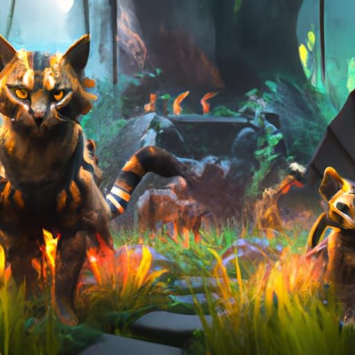 Fantastical Warrior Cats Matte Painting