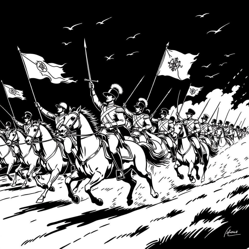Charge of the Light Brigade Coloring Page Line Art
