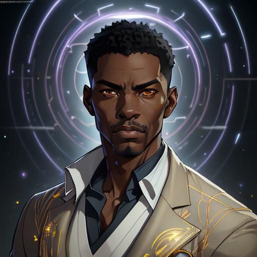 African American Professor Portrait in Hyperdetailed Style