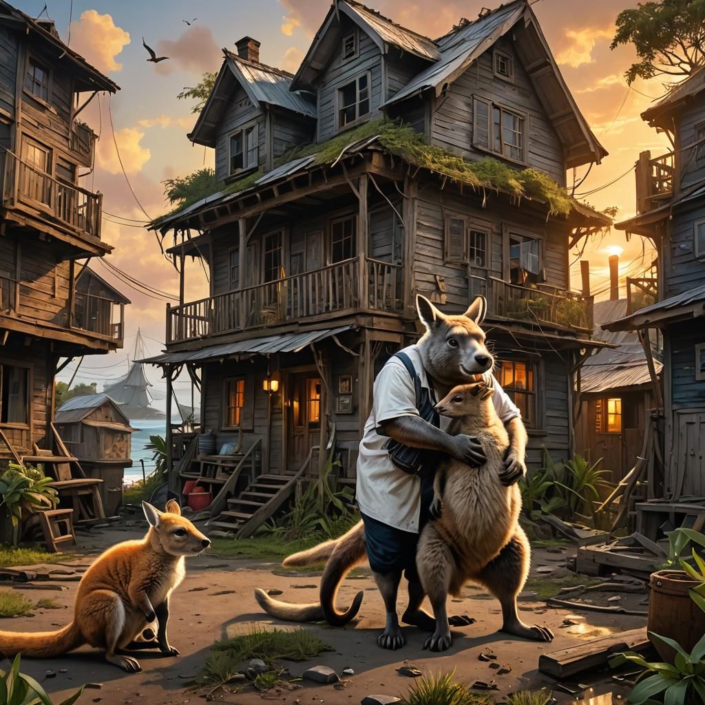 Sailor vs Kangaroo: Summerscape Digital Art