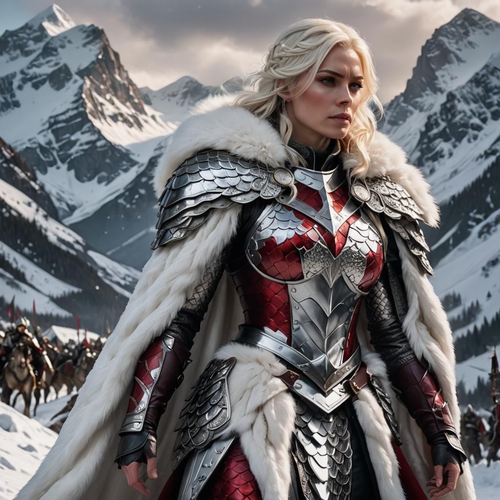 Crimson Scaled Commander in the Snowy Mountains