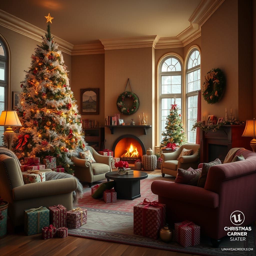 Vintage Winter Wonderland Living Room Scene