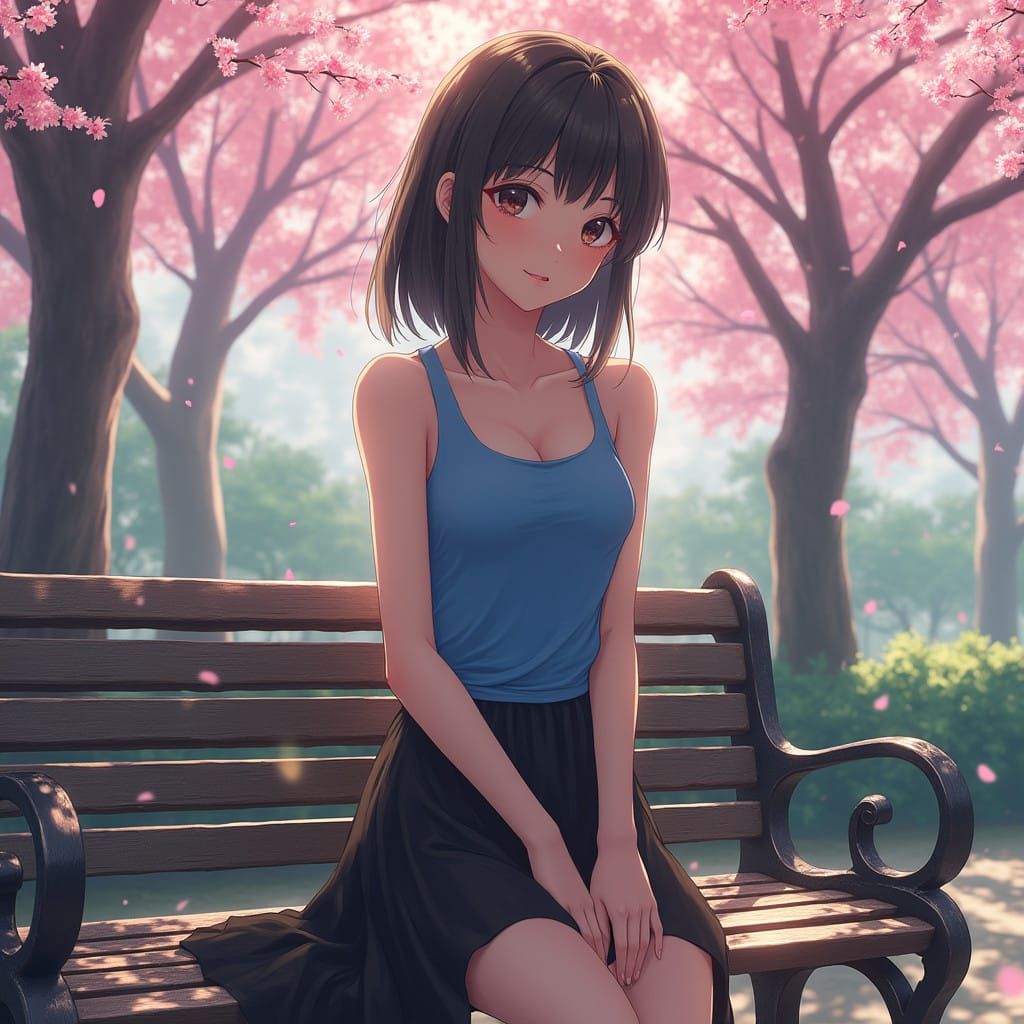 Hyperrealistic Portrait of Captivating Young Woman in Sakura...