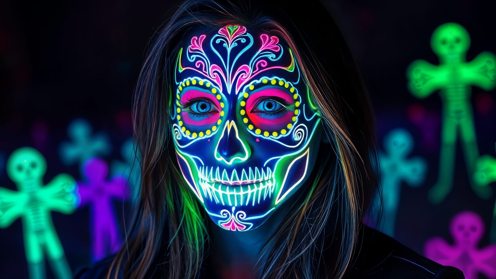 Neon Day of the Dead Portrait