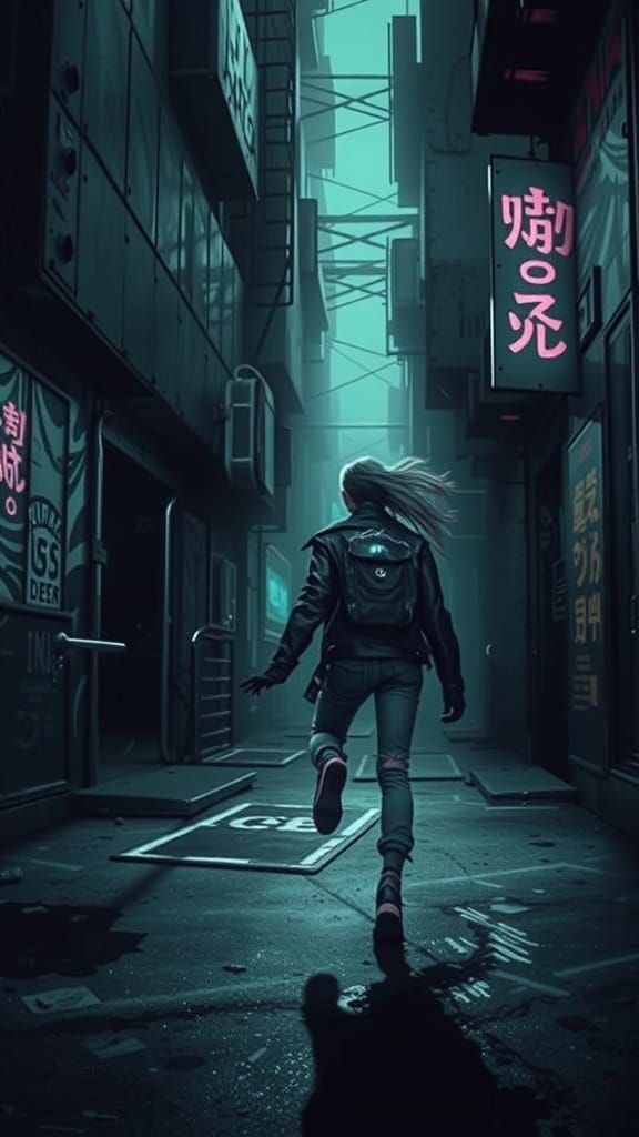 Dystopian Cityscape Run in Cyberpunk Style