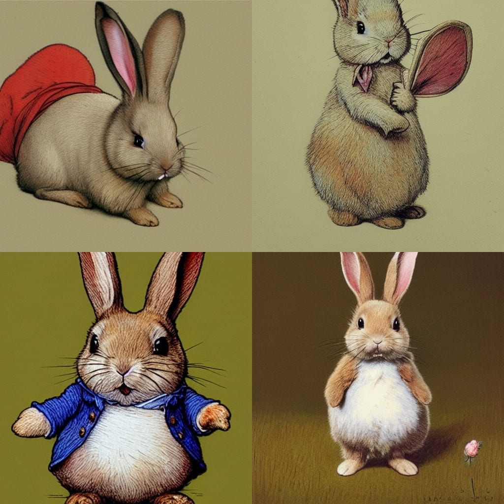 Insanely Cute Bunny in Classic Illustration Style