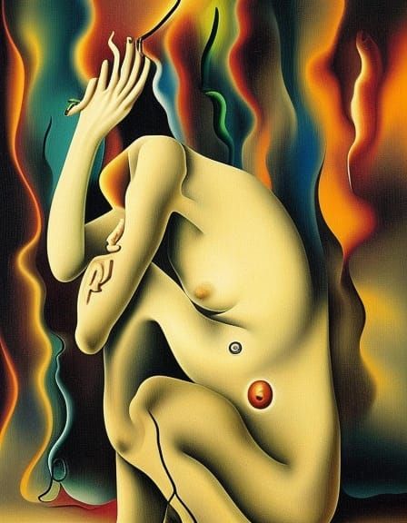 Despair: A Surreal Oil Painting of Overwhelming Sadness