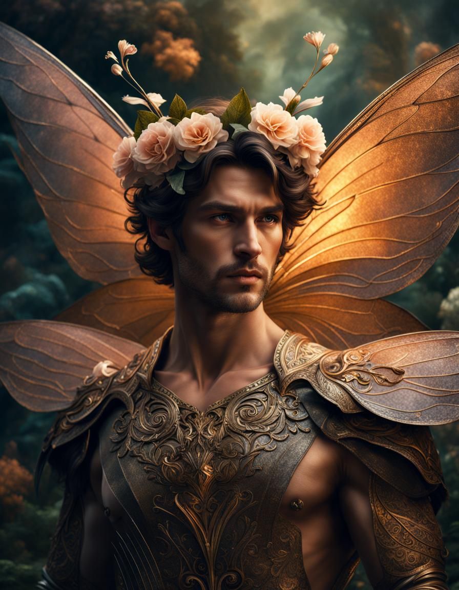 Ethereal Male Fairy Portrait in Digital Painting