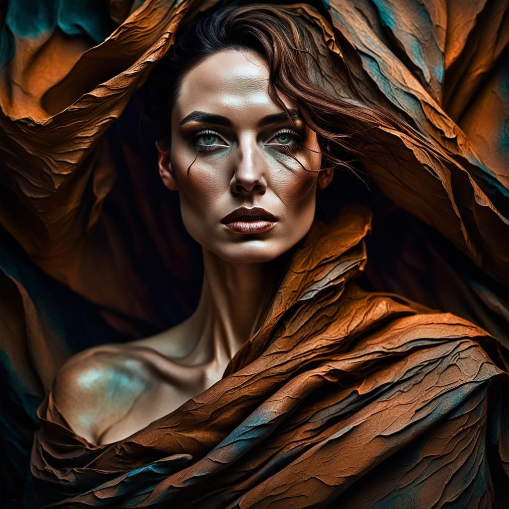 Expressive Woman Portrait in Lita Cabellut Style