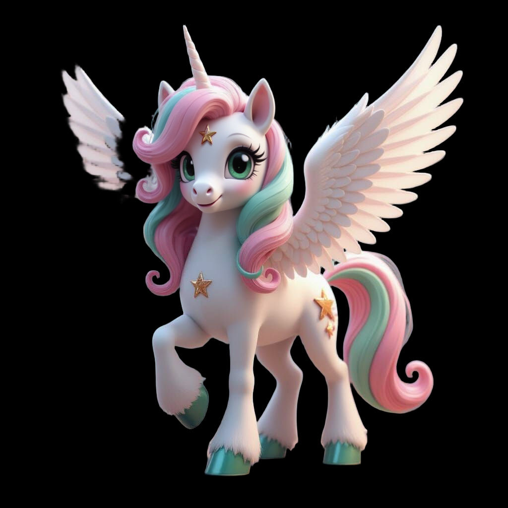 MLP Pegasus with Rose Gold Wings, Detailed Fantasy Art