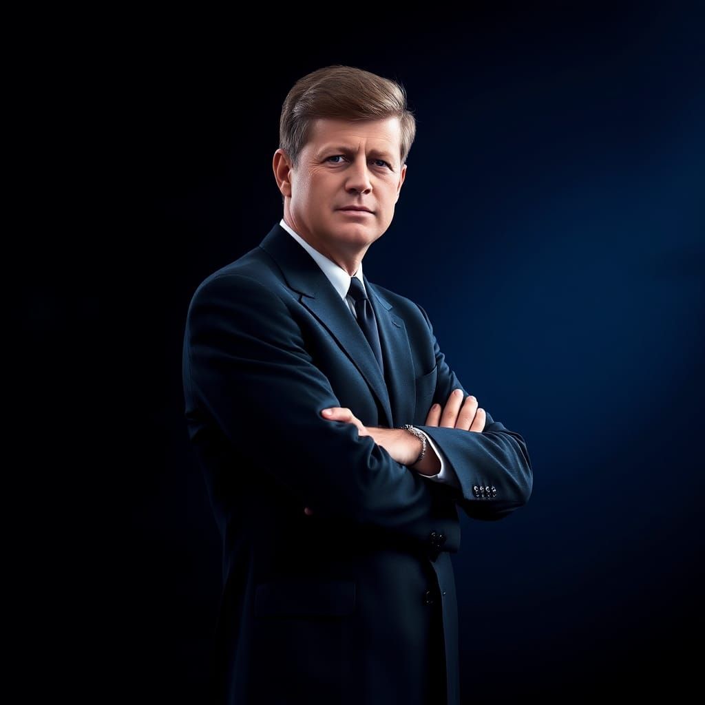 Dramatic Portrait of JFK in Digital Matte Painting Style