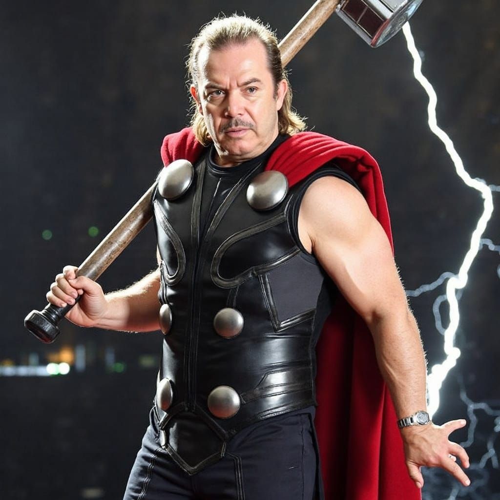 Thor Cosplay with Lightning Fantasy Background