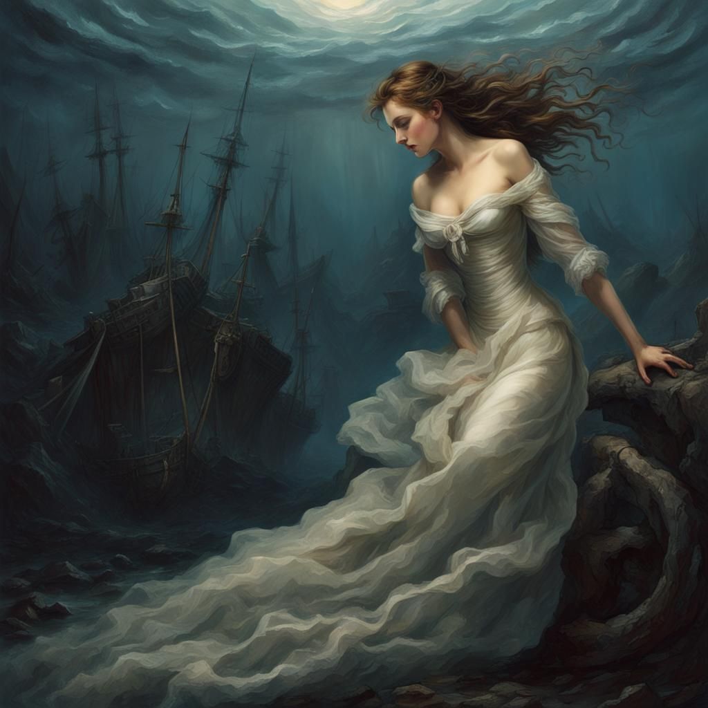 Ethereal Siren of Longing: Mythological AI Art