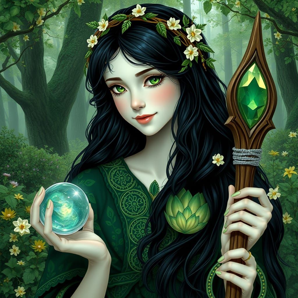 Celtic Goddess in Woodland Sanctuary