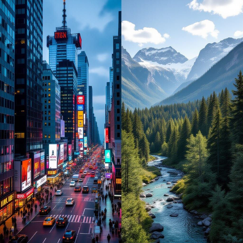 Cityscape Meets Nature: A Stark Contrast