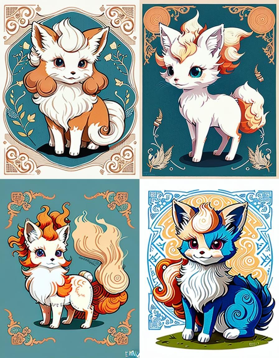 Vulpix; By Emily May Reay, detailed, intricate, digital illu...