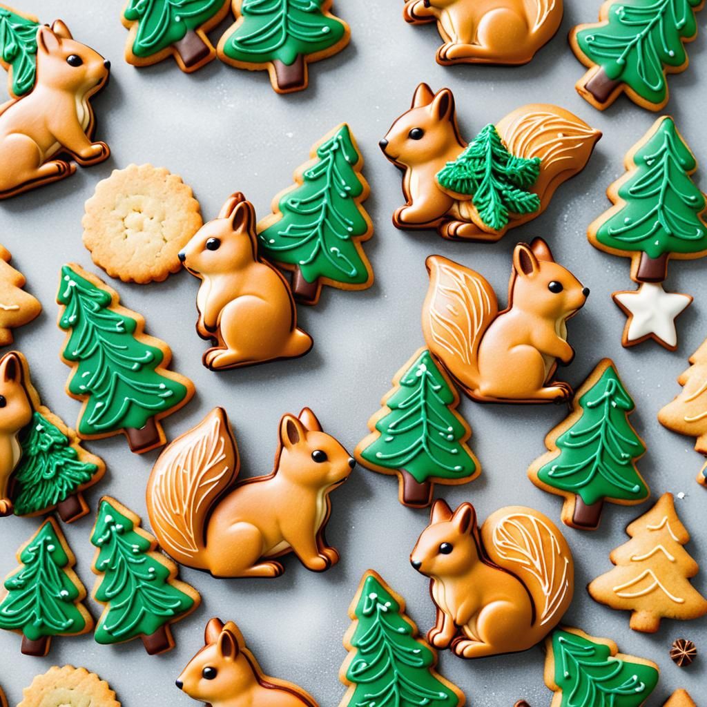 Christmas Tree and Squirrel Cookies