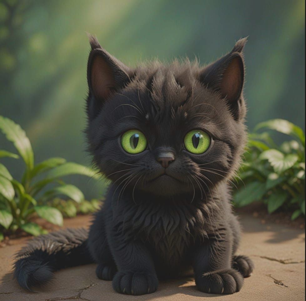 Fuzzy Kitten in Dragon-Inspired Portrait