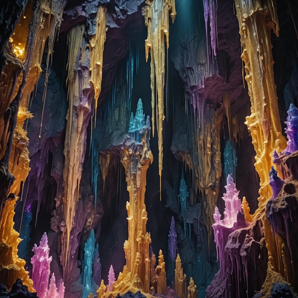 Cinematic Cave of Dripping Wax Statues