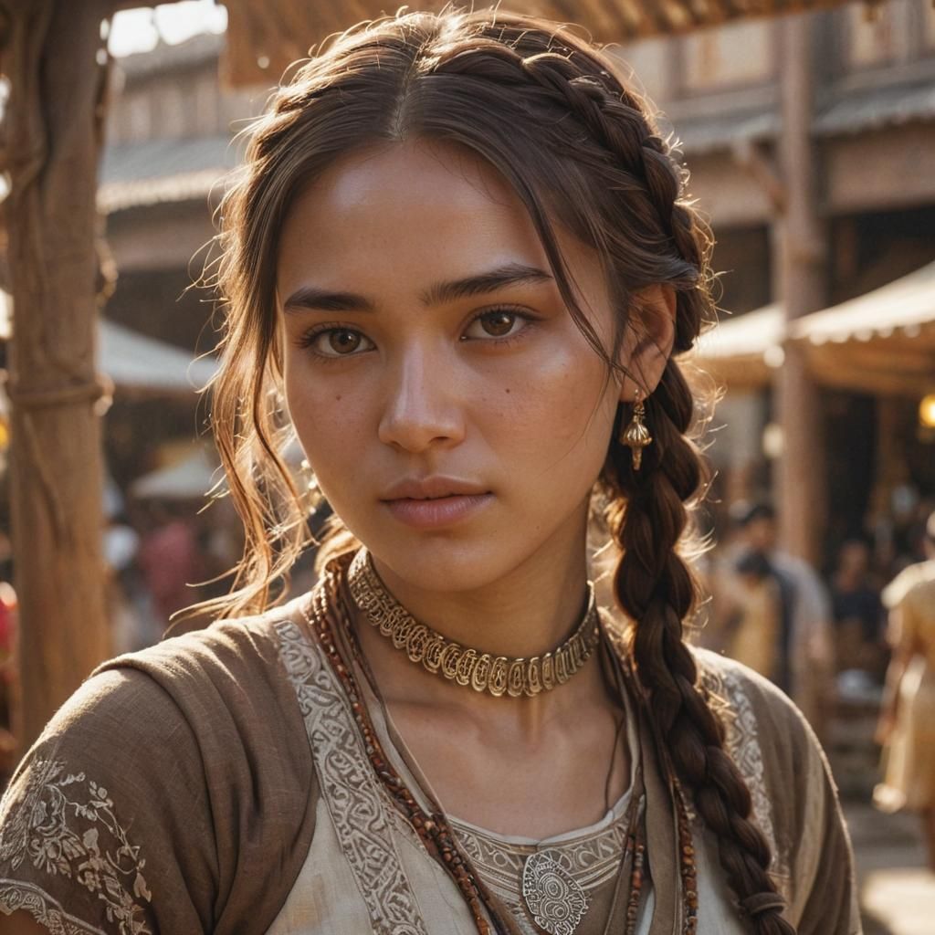 Young Raipurhin Woman Portrait in Anime Style