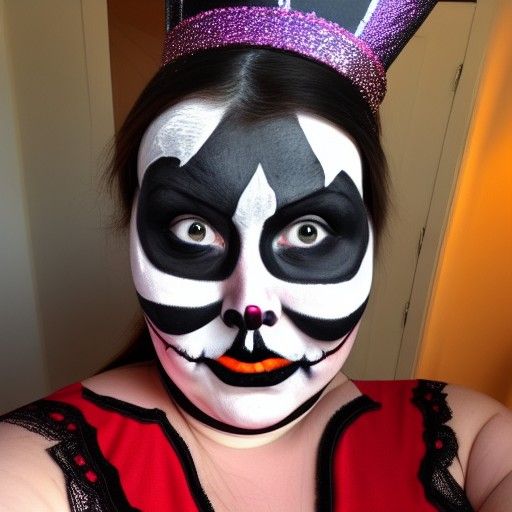 Harlequin Halloween Ball Portrait in 3/4 View