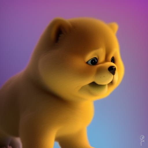 Small Hairy Chow Chow Puppy in 3D Style
