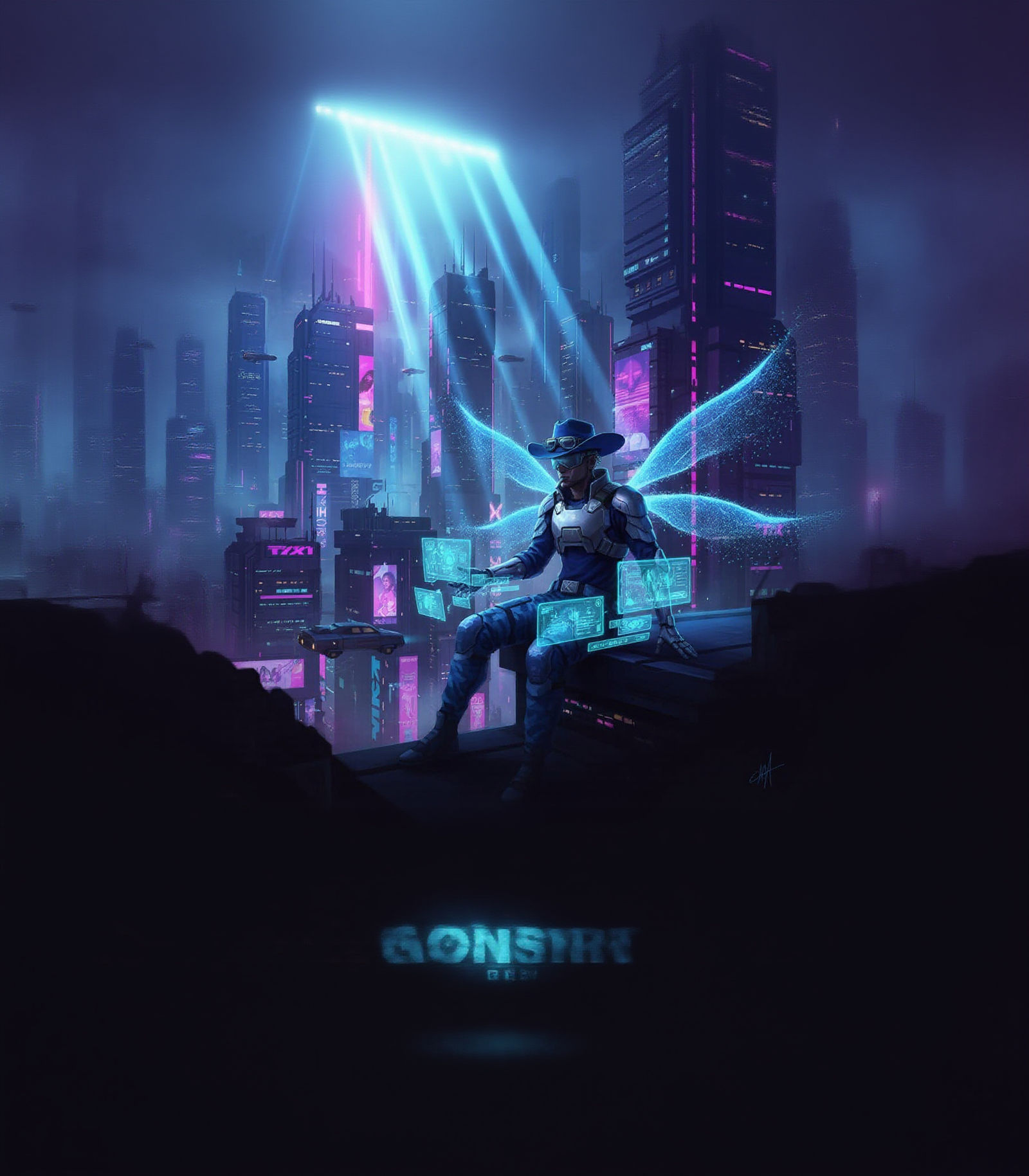 Roblox Avatar in Cyberpunk City with Goggles Hat